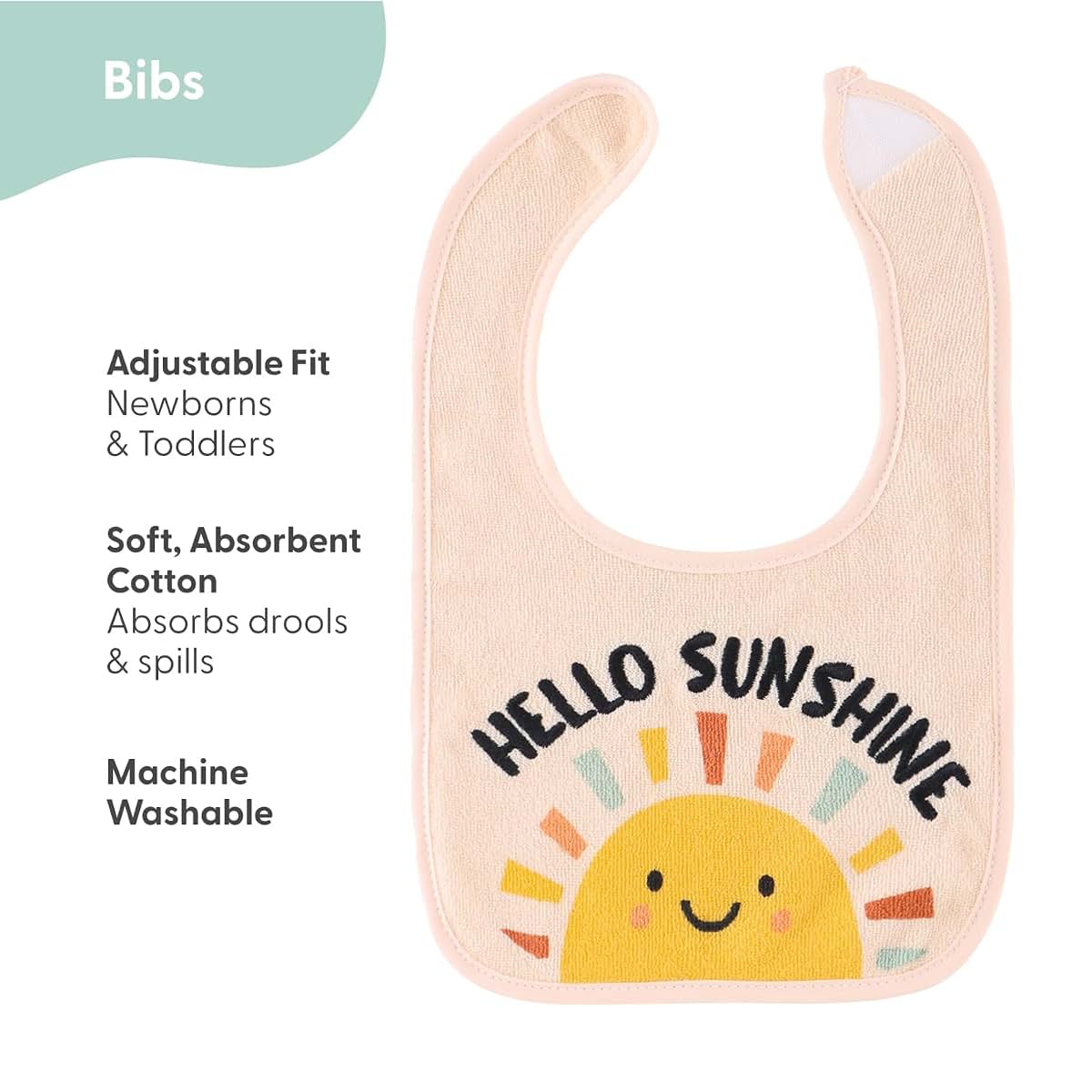 The Peanutshell Terry Cotton Baby Bibs Set of 10, Unisex