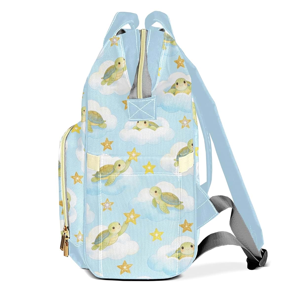 YallLocoMo Personalized Diaper Bag Backpack Gift Watercolor Cartoon Cloud Star Turtle Cute Versatile Travel Bag: Large