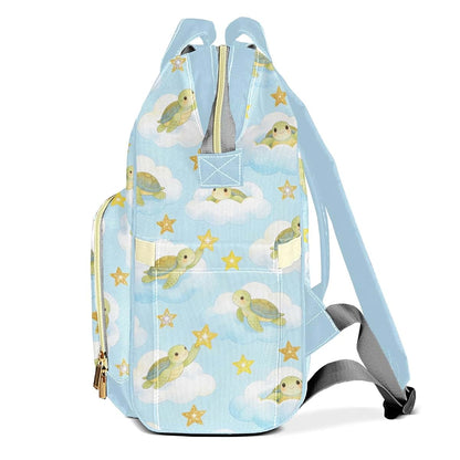 YallLocoMo Personalized Diaper Bag Backpack Gift Watercolor Cartoon Cloud Star Turtle Cute Versatile Travel Bag: Large