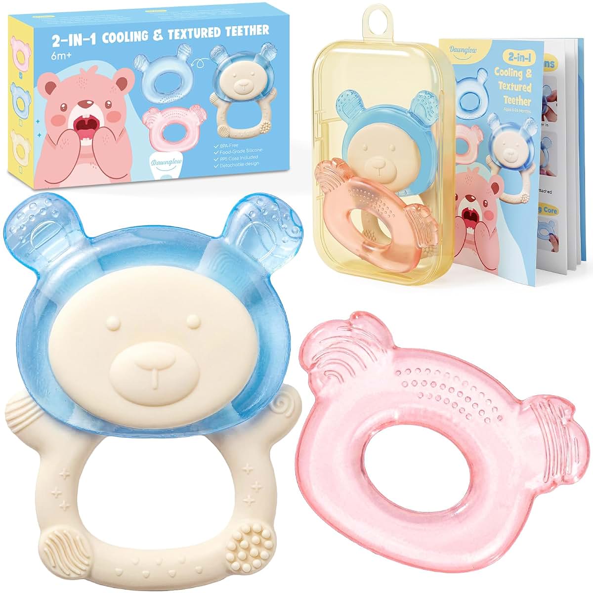 Dawnglow Waterfilled Baby Teether With 2 Replaceable Cooling Cores