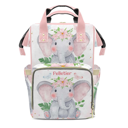LiSoAkWE Butterfly Elephant Flower Personalized Diaper Bag Backpack,Custom Multiuse Mommy Bag Nursing Bag Gifts for
