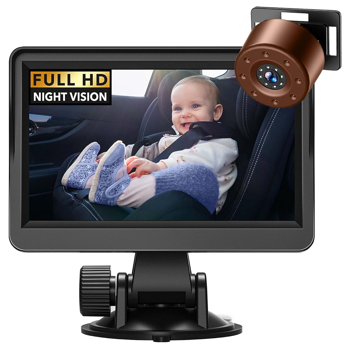 NewHail 4.3in HD Baby Car Camera with Night Vision, 178° Wide View, LCD Monitor