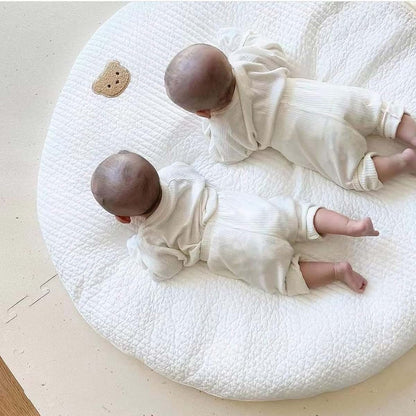 Lovely Kids Round Play Mat, Cotton Crawling Mat with Embroidery Print, Removable Washable, 85cm