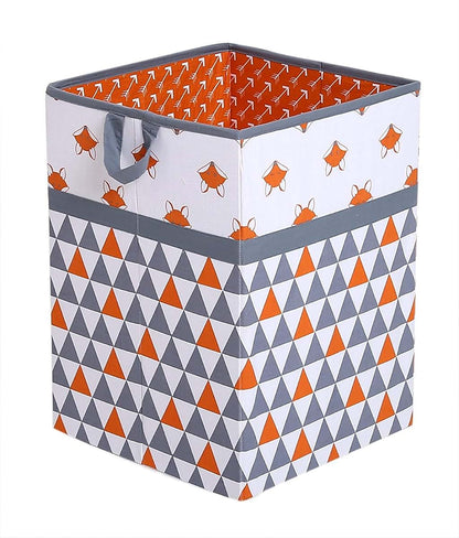 Bacati Playful Fox Orange/Grey Collapsible Hamper