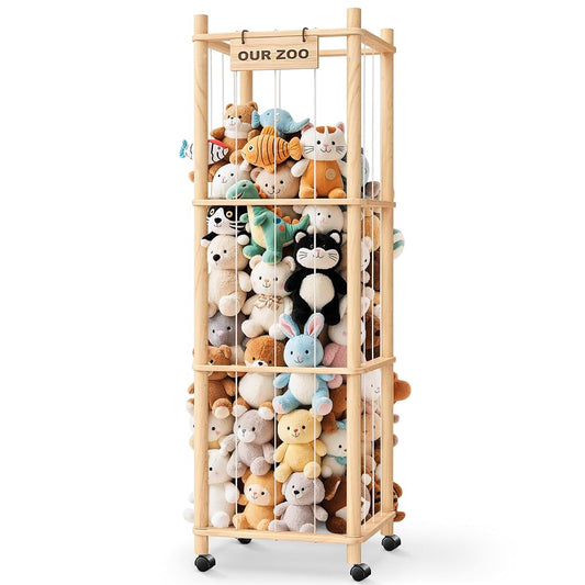 Woodfinity Extra Large Stuffed Animal Storage Zoo with Wheels