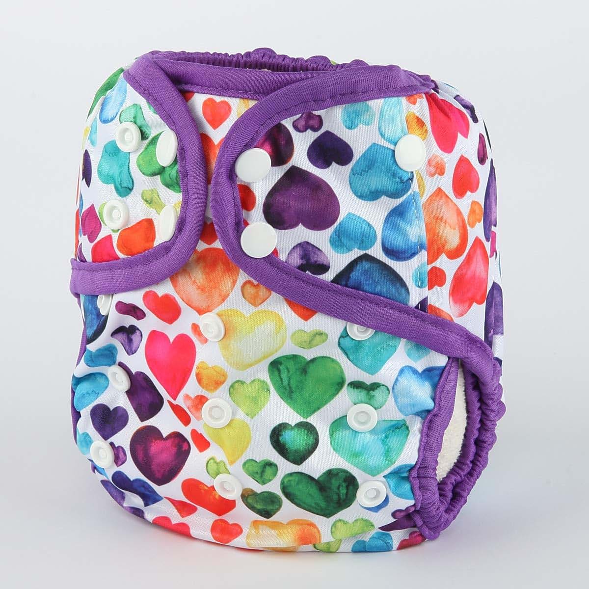 Sigzagor Baby Diaper Cover Nappy Rainbow Hearts
