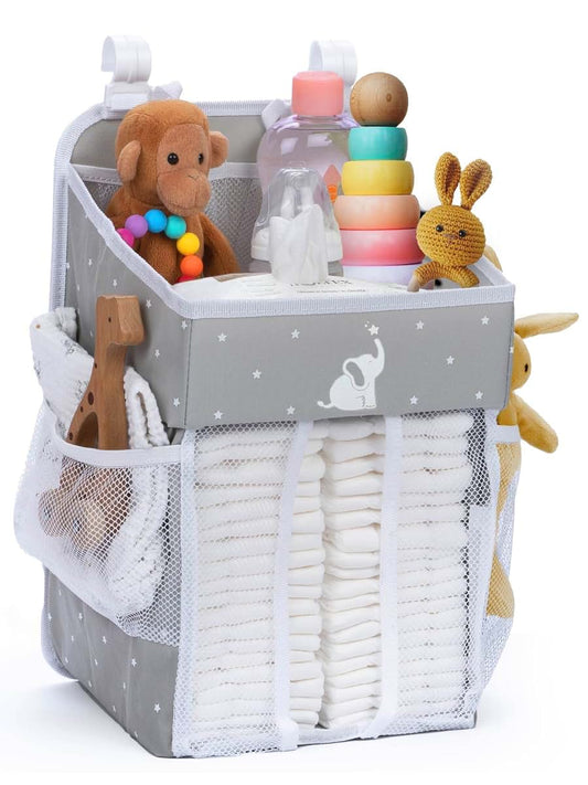 CRADLE STAR Hanging Diaper Caddy - Baby Shower Gifts Diaper Organizer for Changing Table - Hold 50+ Diapers - Nursery