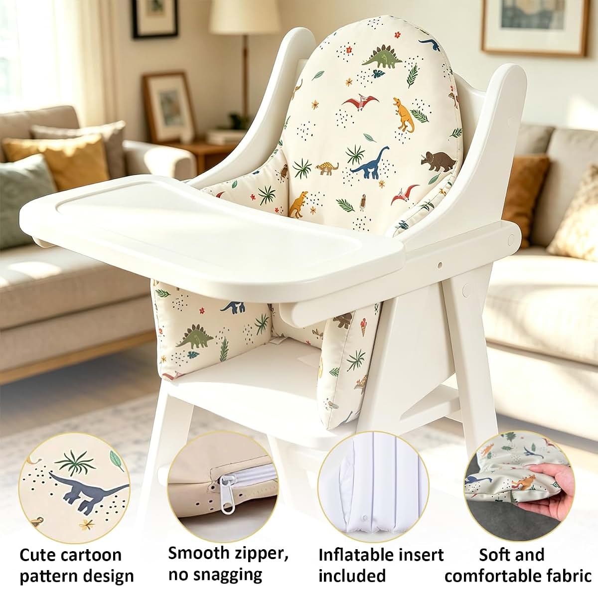 Tiny Feyzay High Chair Cushion With Inflatable Lining For Baby And Toddler