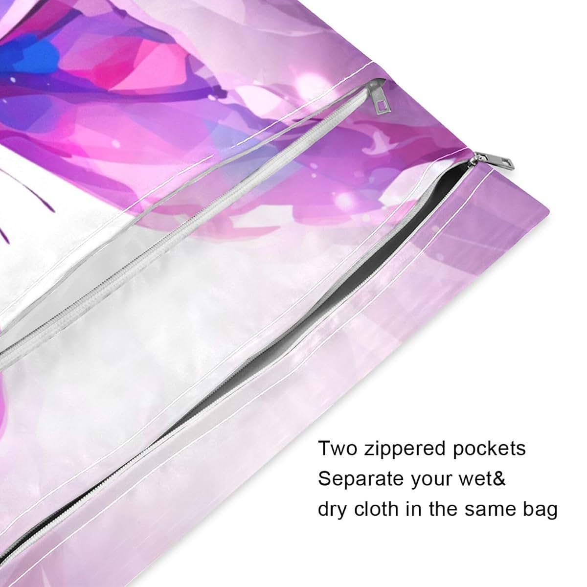 Blueangle Reusable Wet Dry Bag 2-Pack With Purple Butterfly Design
