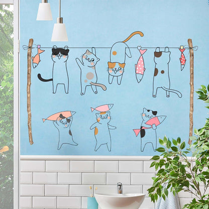 Drwssr Removable Cartoon Cat Wall Stickers For Kids Nursery (photo 3)