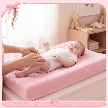Chicplaid 2 Pack 32"x16" Pink Gingham Quilted Muslin Changing Pad Covers (photo 4)