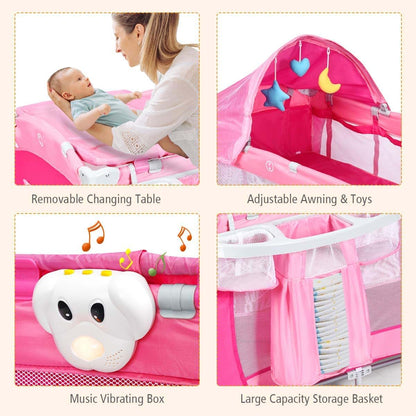 Honey Joy 4-in-1 Portable Baby Playard With Bassinet And Changing Table
