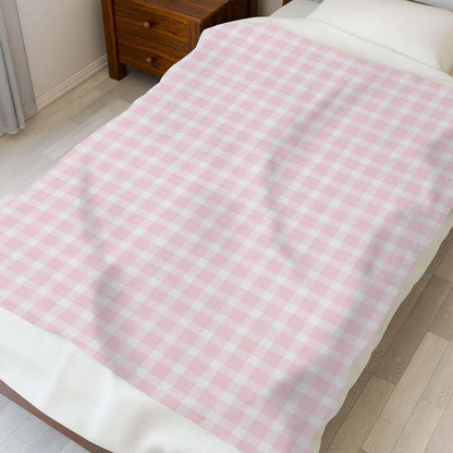 Selgkds Pink Plaid Baby Blanket In Pastel Gingham Check (photo 4)