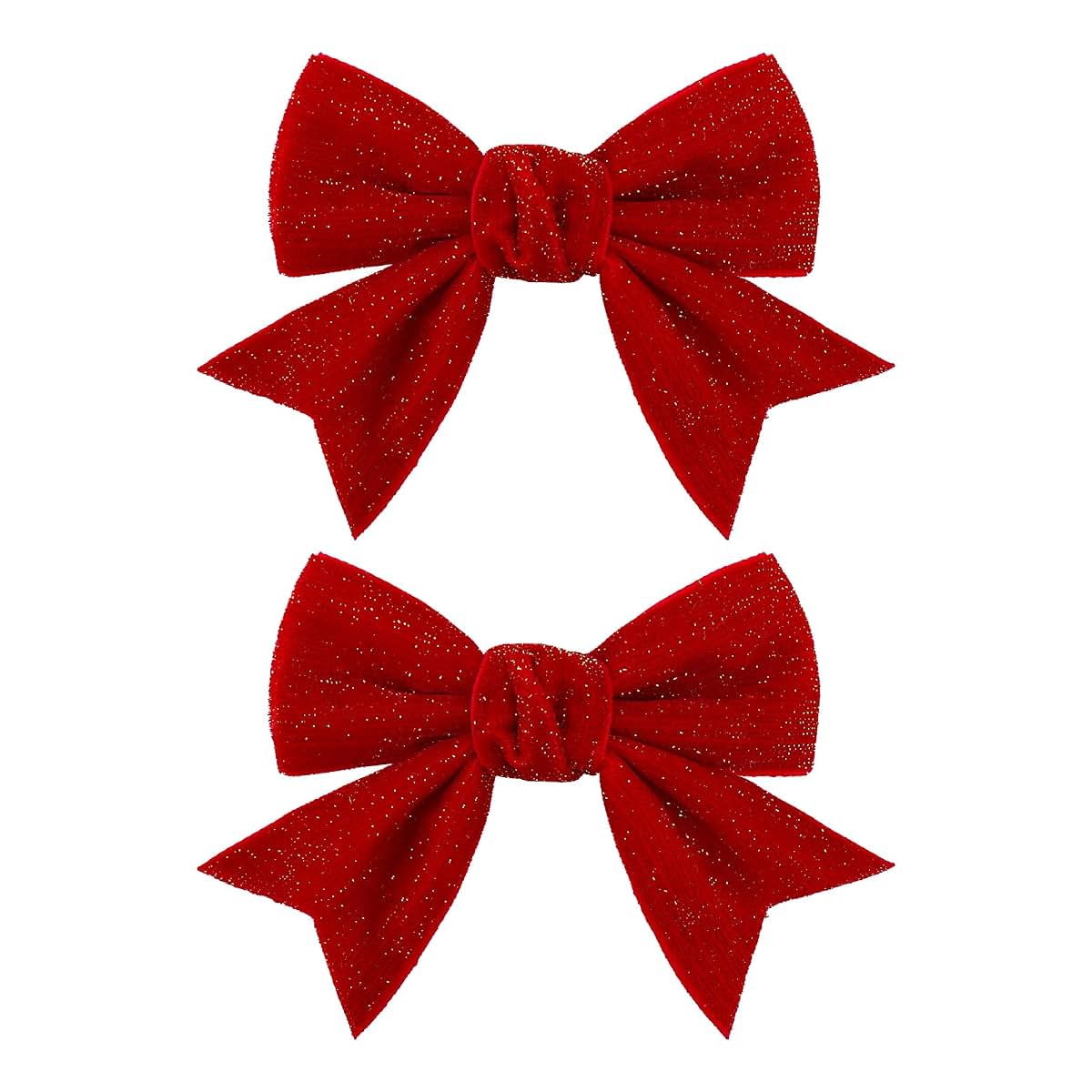 YanJie Velvet Christmas Hair Bows Clips, Red, 2-Pack