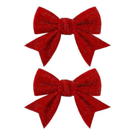 YanJie Velvet Christmas Hair Bows Clips, Red, 2-Pack