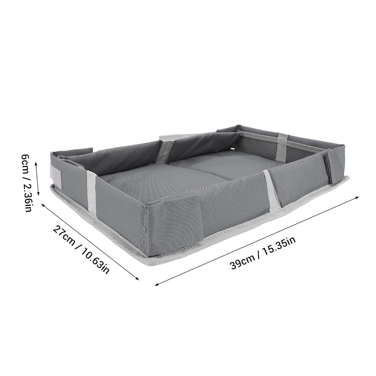 SIXRUN Kids Airplane Travel Tray Cover, Folding Table Toy Organizer Bag, Grey, Polyester Fiber, Multifunctional Design (photo 2)