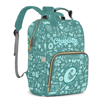 YallLocoMo Personalized Diaper Bag Backpack Lake Blue Heart (photo 2)