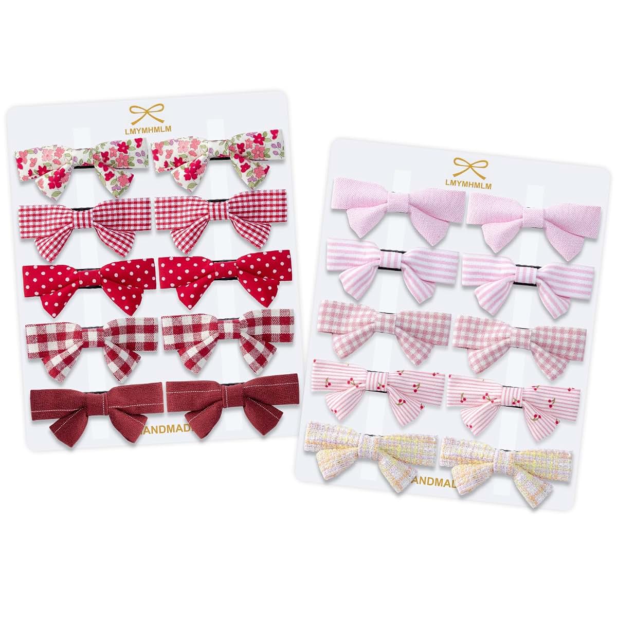 LMYMHMLM 20pcs Small Red & Pink Hair Bows for Girls with Alligator Clips