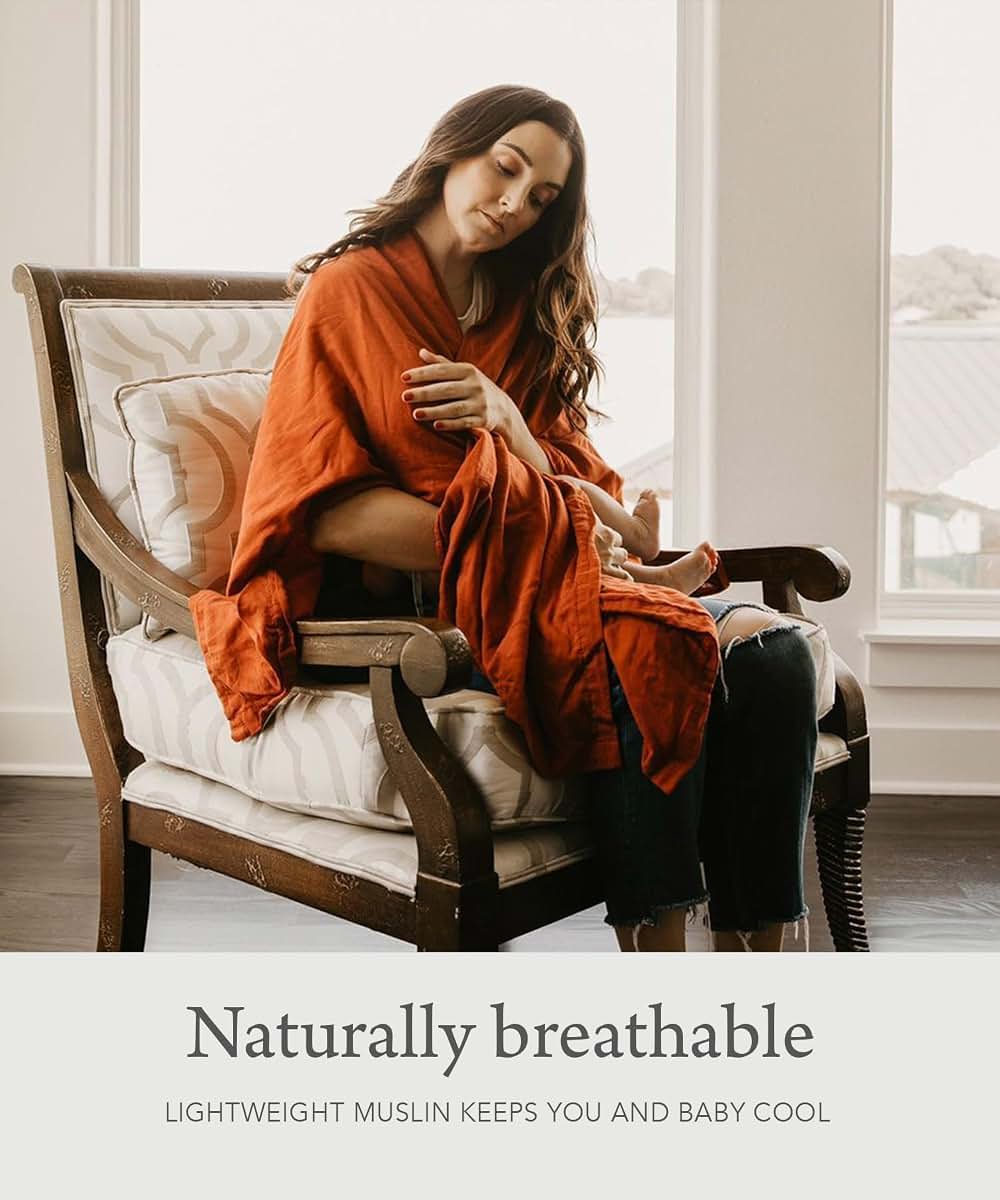 Kishu Baby Indi Organic Muslin Nursing Cover Up - Rust