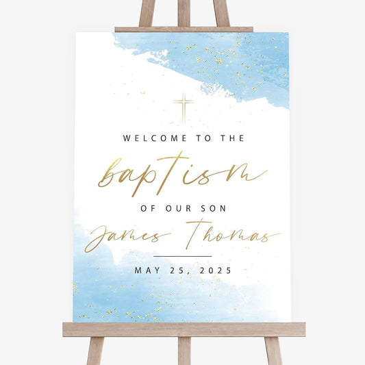 Motive Gift Dusty Blue Baptism Welcome Sign Poster