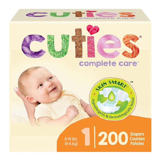 Cuties Complete Care Baby Diapers Size 1, 8 to 14 lbs, 25 Count