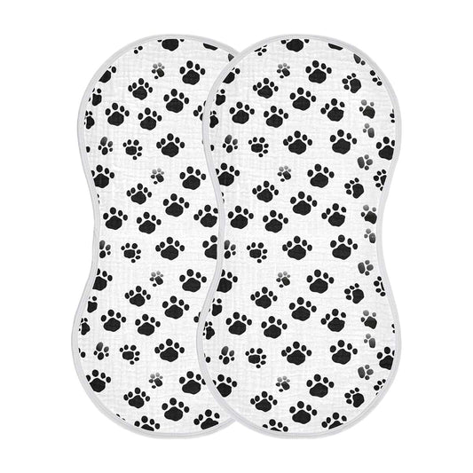 AMmao Paw Prints Burp Cloths 2 Pack Muslin 22 x 11 Inch