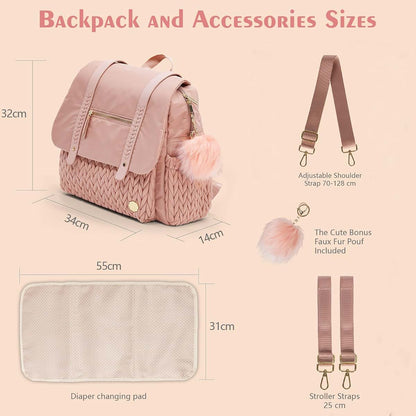 SEWBOO Diaper Bag BackPack Large Capacity Travel Mommy Bag Waterproof and Stylish with Changing Pad Baby Bag for Women (photo 4)