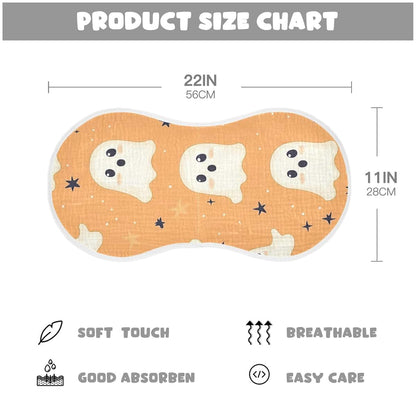 xigua Orange Halloween Ghost Baby Burp Cloths, 4 Pack Cotton, 22x11 Inches