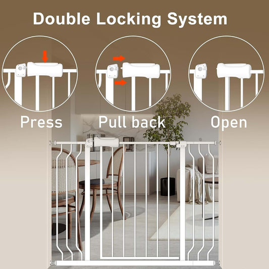 Allaibb Extra Wide Pressure Mounted Baby Gate 66.93-71.65 Inch White