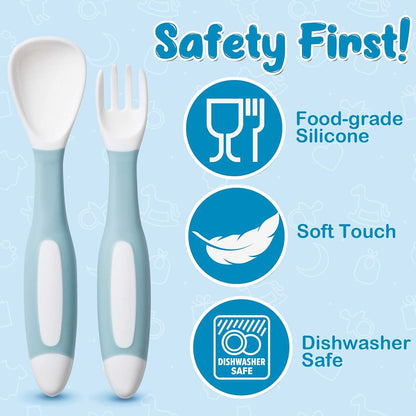 Mars Baby Silicone Baby Spoons Set For Self-Feeding With Travel Case