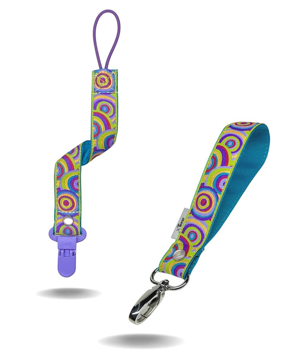 JaxMask Vibrant Targets Pacifier Strap With Clip And Wristlet