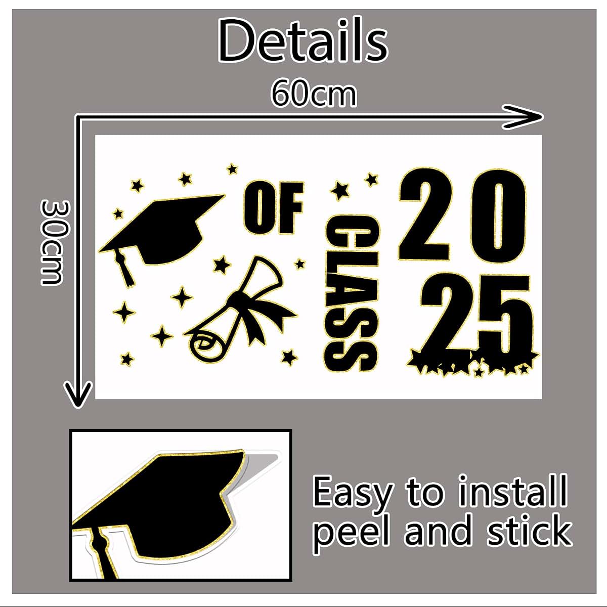 LANKBACK Class of 2025 Graduation Decal Proud of You Backdrop Sign Black