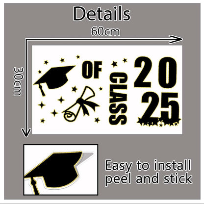 LANKBACK Class of 2025 Graduation Decal Proud of You Backdrop Sign Black