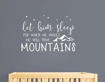 Wall Decal Kids Let Him Sleep Quote Vinyl Wall Sticker Small White