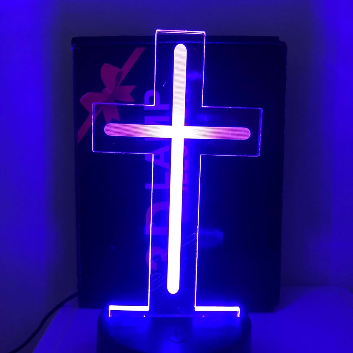 TIGDNP Christian Cross Night Light 3D Visible Acrylic Plate LED Lamp, Valentine's Day Cute Rabbit Animal Night Light (photo 3)