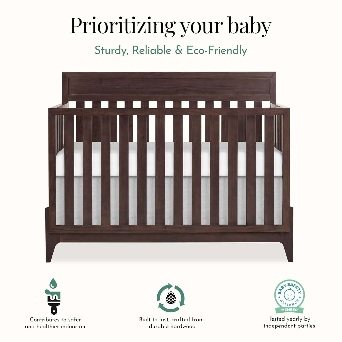 Evolur Atlas 5-in-1 Convertible Full-Size Baby Crib in Chestnut (photo 4)