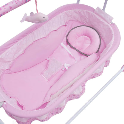 TFCFL Electric Baby Crib Cradle, 5-Speed Auto Rocking Bassinet with Timer & Controller, Pink
