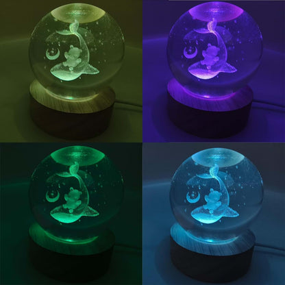 Wqvshro Whale And Teddy Bear Crystal Ball Lamp