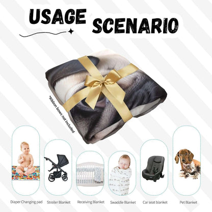 KKLWEGU Newborn Swaddle Blanket with Beanie Hat Set, Soft Sleep Sack Cute Pet Pug Newborn Receiving Blankets Baby (photo 4)