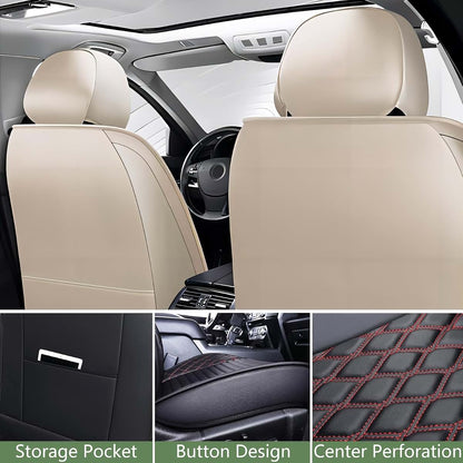 WQCXYHW Jeep Gladiator Seat Covers 2020-2026, 5-Piece Faux Leather Waterproof Set, Beige