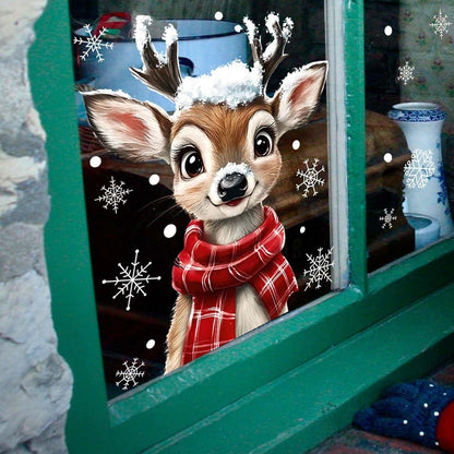 Christmas Window Clings 114 Pieces Reindeer Snowflake Reusable Static Cling Decals