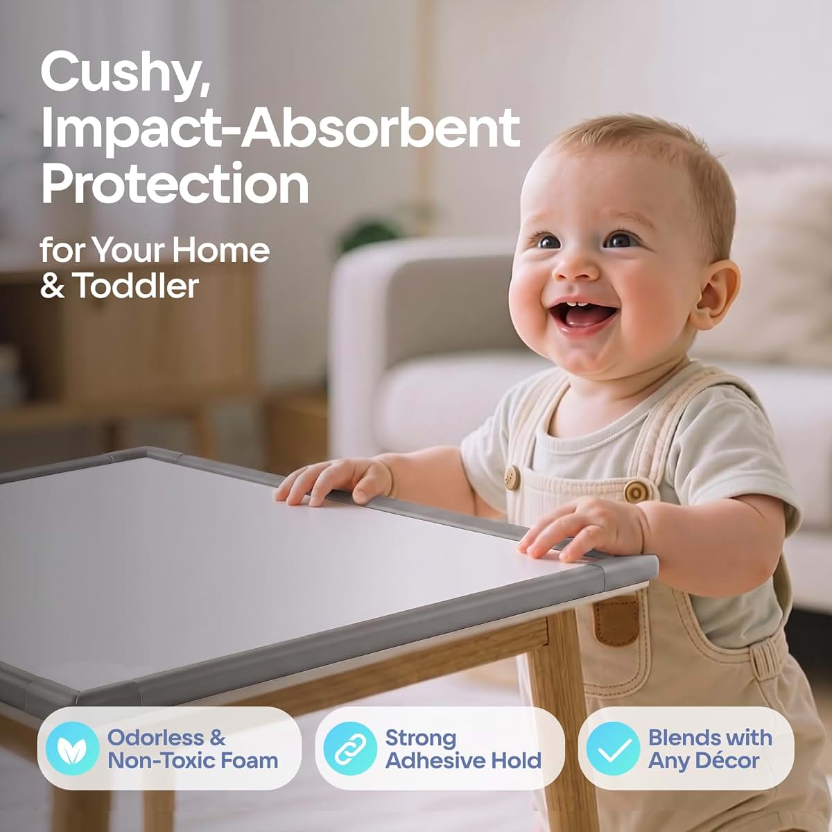 Komfortology Baby Proofing Edge Guard 15ft, 4 Corners, Gray (photo 2)