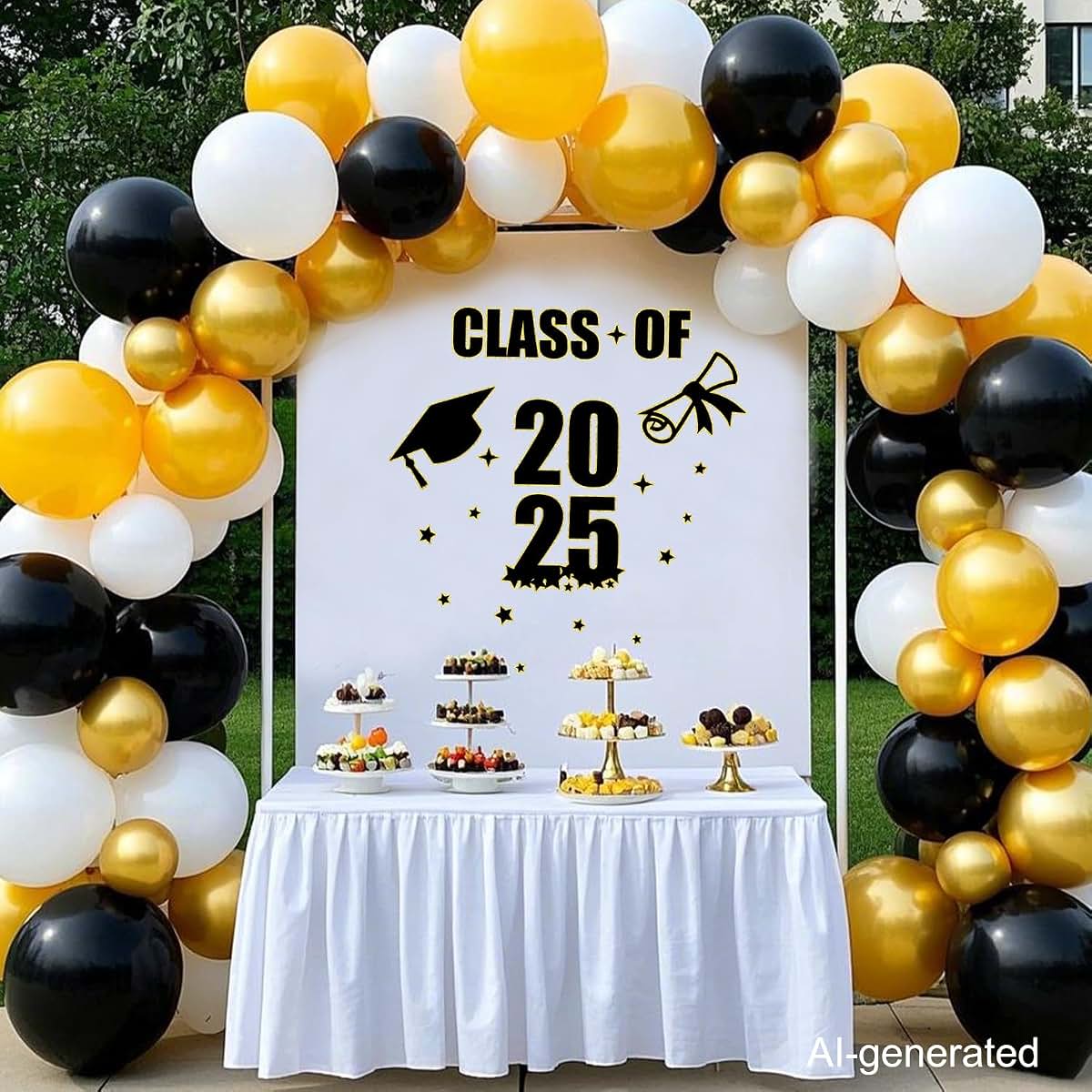 LANKBACK Class of 2025 Graduation Decal Proud of You Backdrop Sign Black