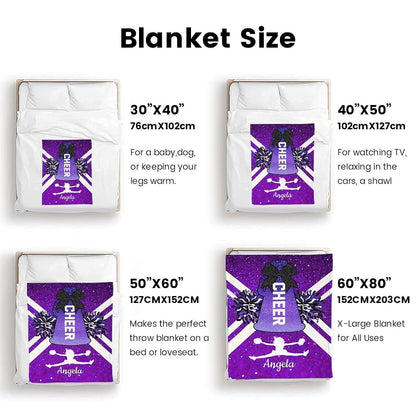 XIUCOO Purple Print Custom Name Blanket Cheerleader Blankets for Newborns Girls Baby Blanket with Name Soft Cozy Fleece (photo 4)