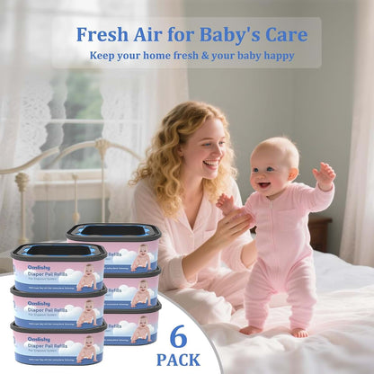 BabyOneStop Omlishy Jumbo Square Diaper Pail Refill Bags, 6-Pack