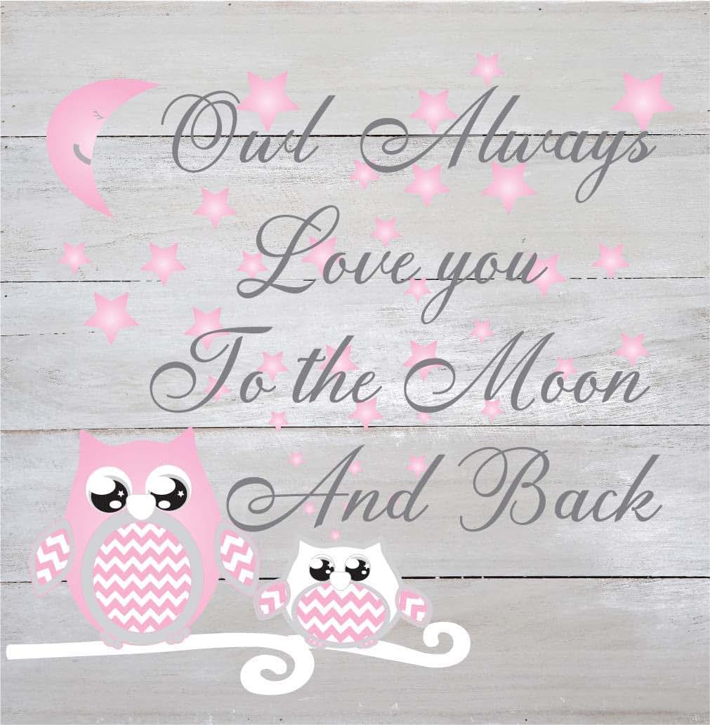 Presto Wall Decals Pink Owl Moon And Stars Natural Wood Pallet Wall Art