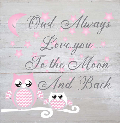 Presto Wall Decals Pink Owl Moon And Stars Natural Wood Pallet Wall Art