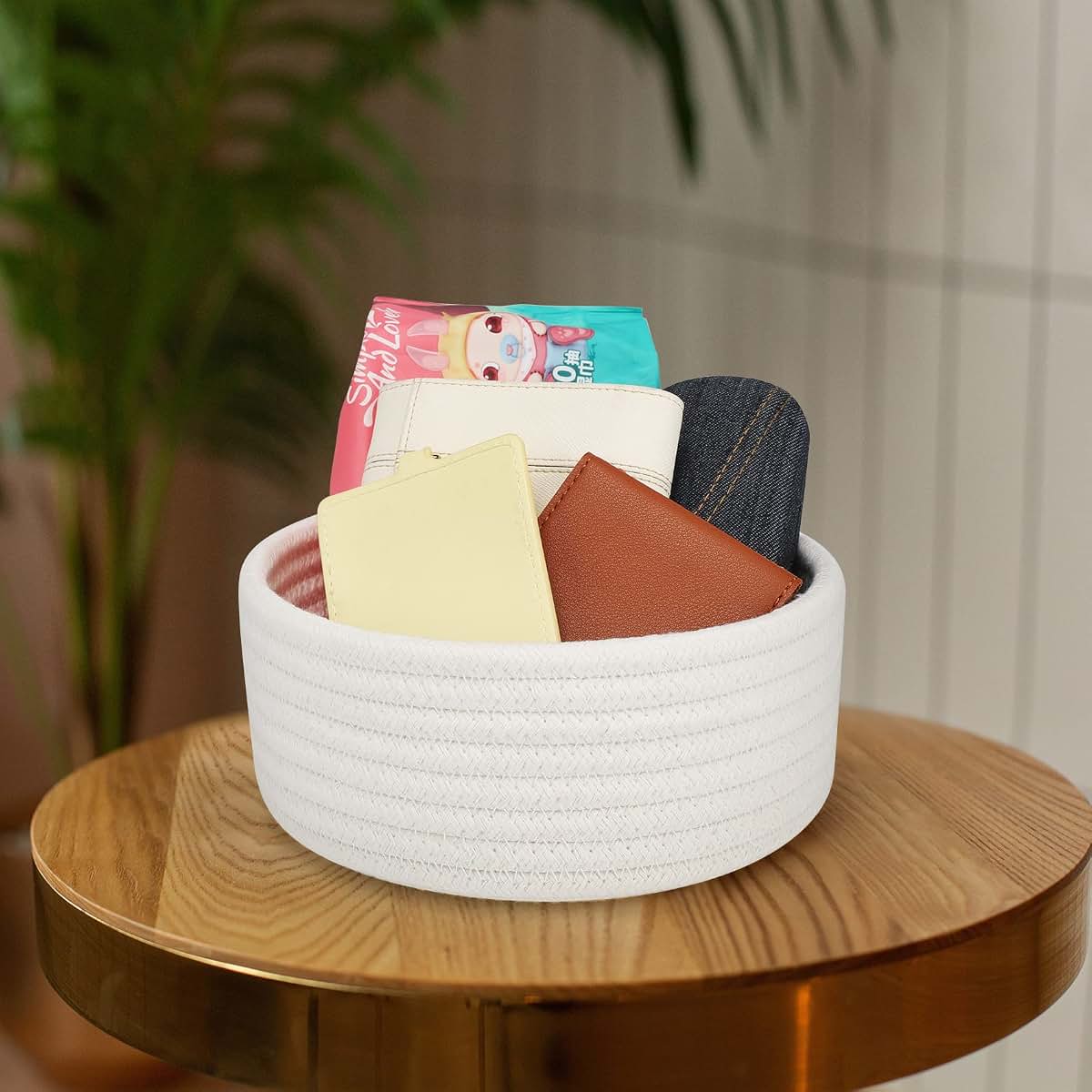 ABenkle Small Woven Cotton Rope Storage Basket