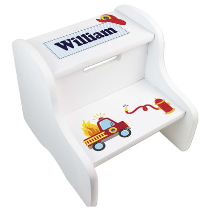My Bambino Personalized Boys Fire Truck White Step Stool