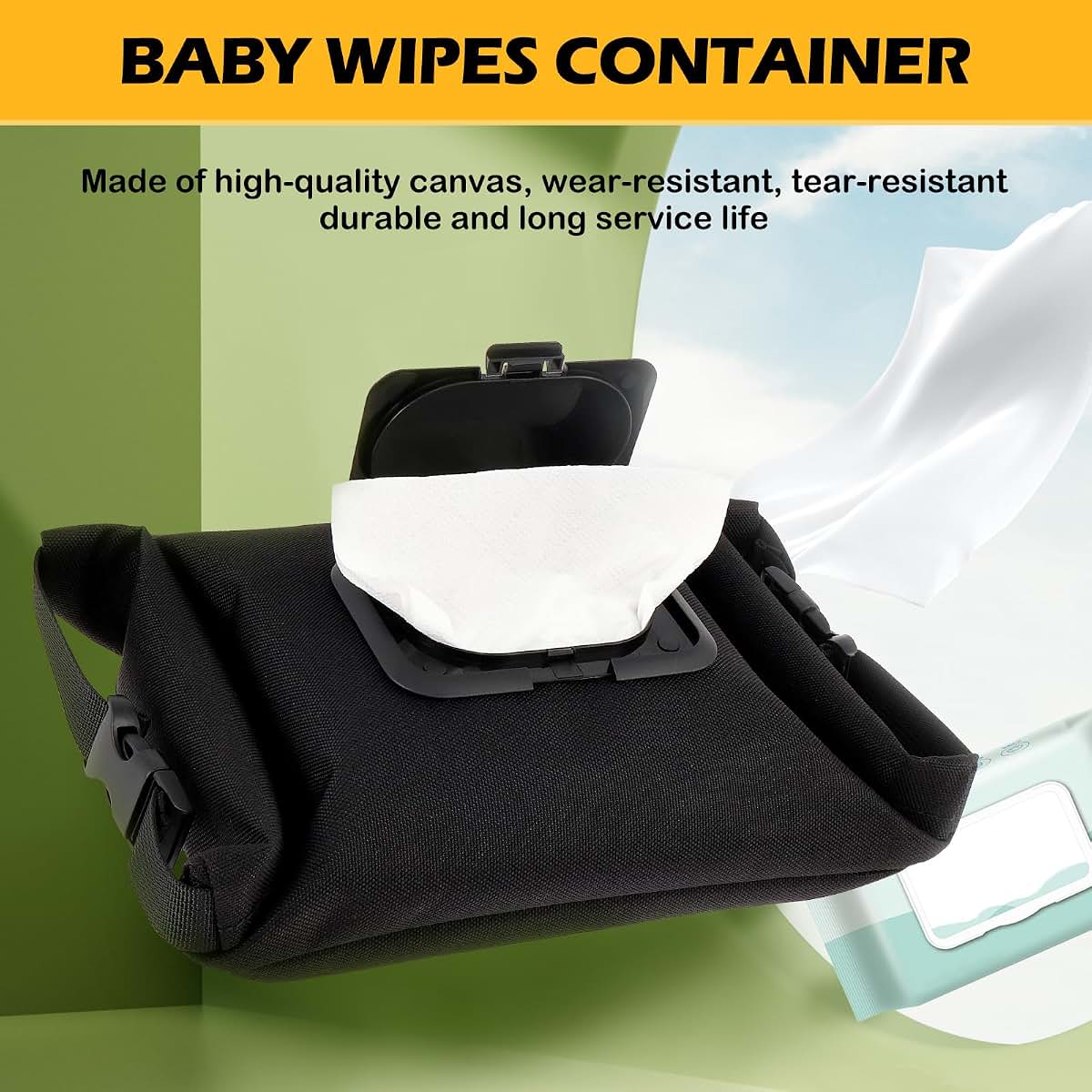 Janoiuc Portable Canvas Baby Wipes Dispenser With Hanging Strap (photo 3)